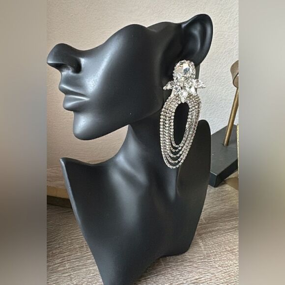 Rhinestones statement earrings A266 - Picture 2 of 4